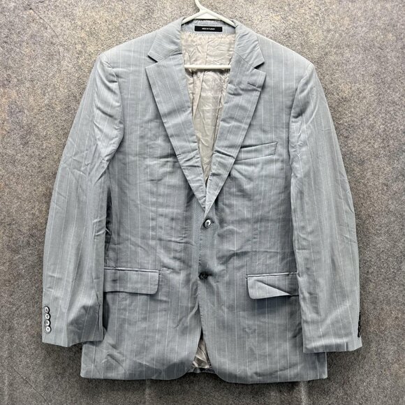 HUGO BOSS Suit Jacket Men 42 Gray Riley Cotton Blend Pinstripe Two Button Turkey